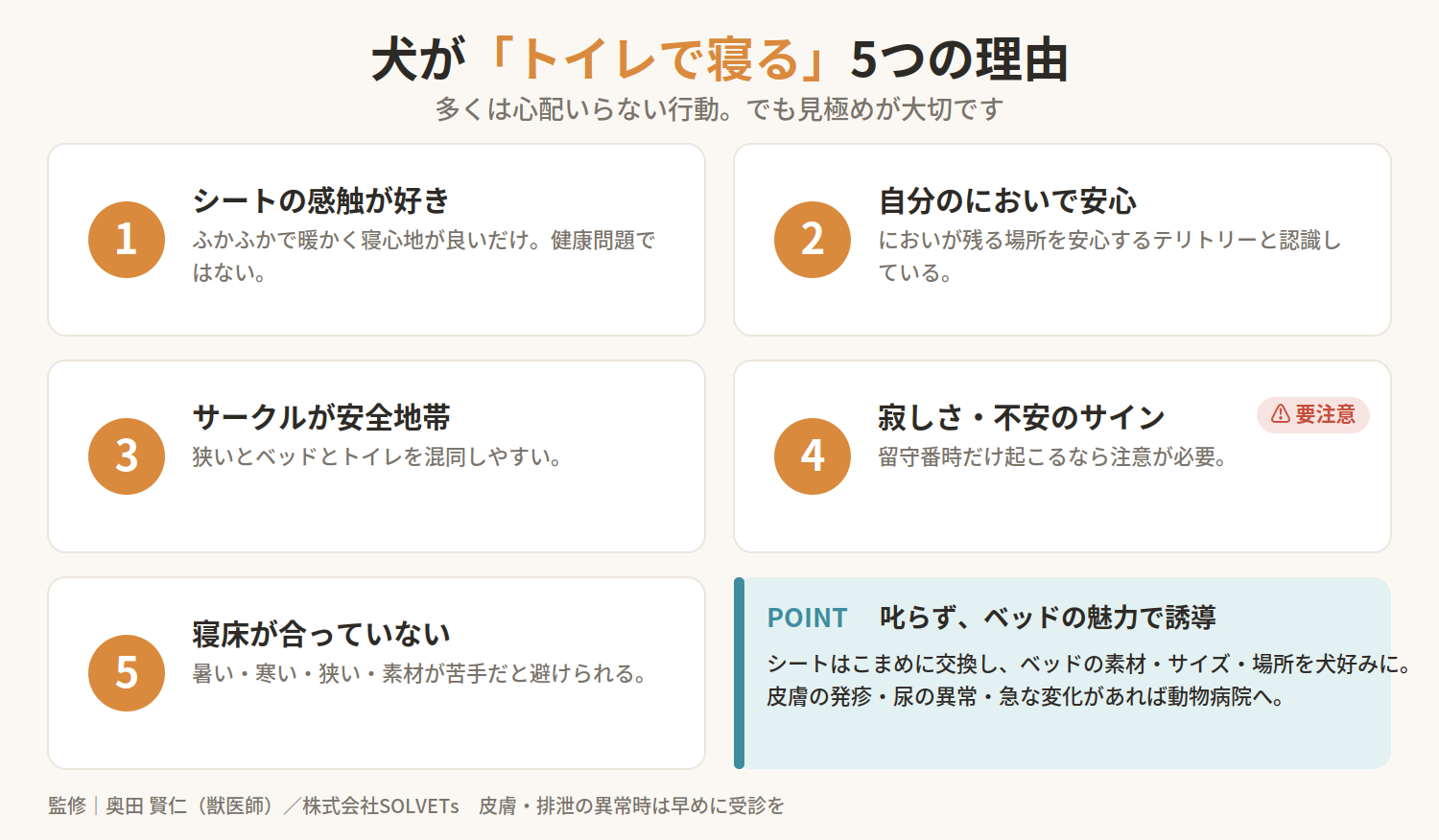 犬がトイレで寝る理由は？心理・健康面の原因と正しい対処法を解説